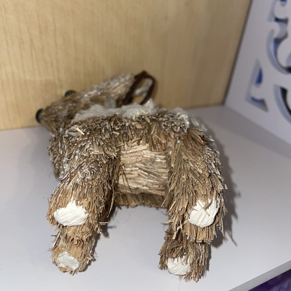 Vintage Natural Brown Brush & White 6.5" Reindeer Deer Figurine Ornament - Picture 7 of 7